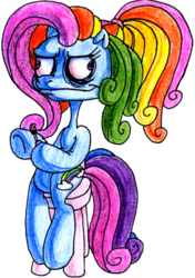 Size: 948x1347 | Tagged: safe, artist:colossalstinker, rainbow dash (g3), earth pony, pony, g3, g3.5, female, hoof polish, mare, me gusta, simple background, sitting, solo, stool, transparent background