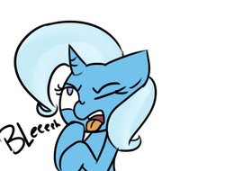 Size: 500x380 | Tagged: safe, artist:8-blit-poni, trixie, pony, unicorn, g4, bleh, female, gagging, mare, one eye closed, simple background, solo, tongue out, white background