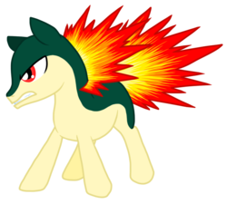 Size: 687x619 | Tagged: safe, artist:nukeleer, typhlosion, crossover, pokémon, ponified, simple background, solo, transparent background