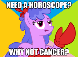 Size: 500x369 | Tagged: safe, cancer (g4), crab, earth pony, pony, g4, cancer (horoscope), female, futurama, male, mare, meme, ponyscopes, why not zoidberg, zodiac, zoidberg