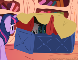 Size: 650x500 | Tagged: safe, queen chrysalis, twilight sparkle, oc, oc:fluffle puff, tumblr:ask fluffle puff, g4