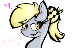 Size: 505x321 | Tagged: safe, artist:xxcandyflowerxx, derpy hooves, pegasus, pony, g4, female, hat, mare, underp