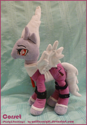 Size: 597x860 | Tagged: safe, artist:wolflessnight, alicorn, demon, demon pony, pony, clothes, corset (panty and stocking with garterbelt), irl, panty and stocking with garterbelt, photo, plushie, ponified, toy