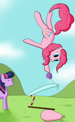 Size: 847x1379 | Tagged: safe, artist:serenakks, pinkie pie, twilight sparkle, g4, duo