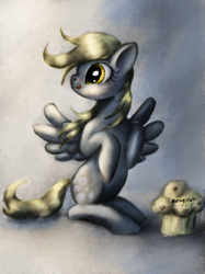 Size: 1695x2264 | Tagged: safe, artist:colton, artist:normalcolt, derpy hooves, pegasus, pony, g4, female, mare, muffin, solo