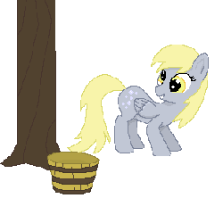 Size: 291x271 | Tagged: safe, derpy hooves, pegasus, pony, g4, animated, applebucking, female, mare, muffin