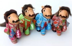 Size: 450x289 | Tagged: safe, earth pony, pony, g1, customized toy, george harrison, glasses, hilarious in hindsight, irl, john lennon, paul mccartney, photo, ponified, ringo starr, the beatles, toy, wat