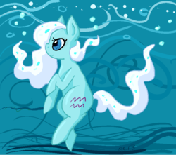 Size: 753x667 | Tagged: dead source, safe, aquarius (g4), earth pony, pony, g4, aquarius, blue background, female, mare, ponyscopes, simple background, solo, underwater, water, zodiac