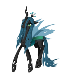 Size: 900x968 | Tagged: safe, artist:mondlichtkatze, queen chrysalis, changeling, changeling queen, g4, crown, fangs, female, jewelry, regalia, simple background, smiling, spread wings, transparent background, wings