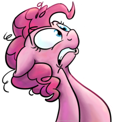 Size: 839x887 | Tagged: safe, artist:stratustrot, pinkie pie, g4, bust, floppy ears, looking up, shocked, shrunken pupils, simple background, solo, transparent background