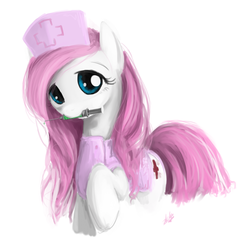 Size: 1692x1716 | Tagged: safe, artist:zlack3r, nurse redheart, pony, g4, cap, female, hat, mouth hold, solo, syringe