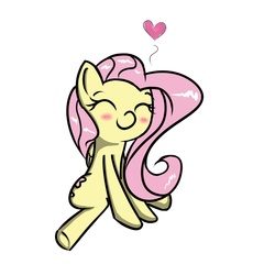 Size: 1500x1500 | Tagged: safe, artist:fleur-di-cutie, fluttershy, pony, g4, blushing, chibi, eyes closed, female, heart, simple background, sitting, solo, white background