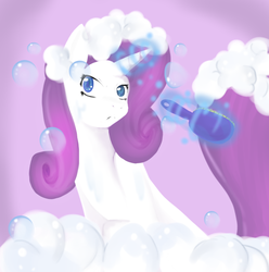 Size: 592x596 | Tagged: safe, artist:jackfrostbrony, rarity, pony, g4, bath, brush, hairbrush, solo