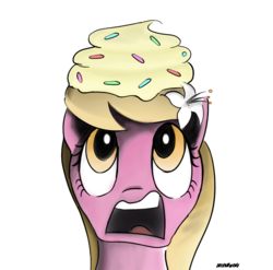 Size: 1000x987 | Tagged: safe, artist:inivonwini, lily, lily valley, pony, g4, female, frosting, simple background, solo, the horror, transparent background