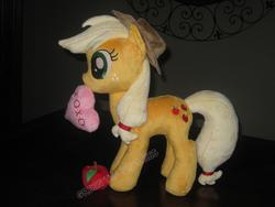 Size: 3264x2448 | Tagged: safe, artist:greenteaplushies, applejack, earth pony, pony, g4, apple, irl, photo, pillow, plushie, solo