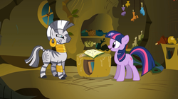 Size: 1280x716 | Tagged: safe, screencap, twilight sparkle, zecora, zebra, g4