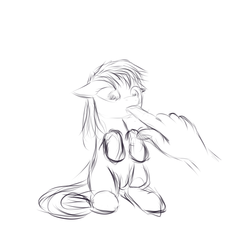Size: 900x900 | Tagged: safe, human, pony, cute, finger, finger in mouth, foal, monochrome, simple background, sketch, sucking