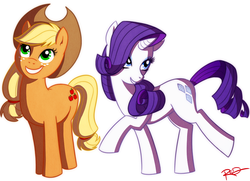 Size: 995x720 | Tagged: safe, artist:anartistcalledred, applejack, rarity, g4