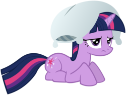 Size: 4000x3020 | Tagged: safe, artist:binaryninj4, twilight sparkle, pony, unicorn, g4, female, pillow, pillow hat, simple background, solo, transparent background, unicorn twilight, vector