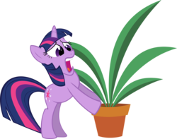 Size: 4001x3151 | Tagged: safe, artist:binaryninj4, twilight sparkle, pony, unicorn, g4, green isn't your color, female, plant, pot, potted plant, simple background, solo, transparent background, unicorn twilight, vector