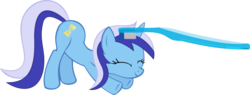 Size: 3999x1519 | Tagged: safe, artist:binaryninj4, minuette, pony, unicorn, g4, brushie, face down ass up, female, happy, mare, simple background, solo, toothbrush, transparent background, vector