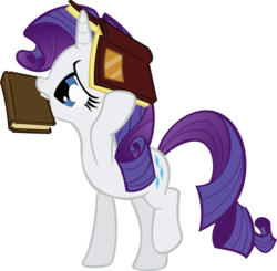 Size: 4000x3920 | Tagged: safe, artist:binaryninj4, rarity, pony, unicorn, g4, look before you sleep, book, book hat, female, mouth hold, simple background, solo, transparent background, vector
