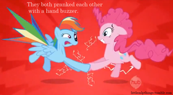 Size: 848x467 | Tagged: safe, pinkie pie, rainbow dash, earth pony, pegasus, pony, g4, female, little mlp things, mare