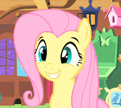 Size: 500x447 | Tagged: safe, screencap, fluttershy, pony, g4, season 1, stare master, animated, cropped, female, gif, smiling, solo, squee