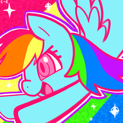 Size: 550x550 | Tagged: safe, artist:crayon-chewer, rainbow dash, pony, g4, female, lowres, needs more saturation, solo