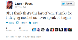 Size: 497x256 | Tagged: safe, lauren faust, text, twitter, word of faust