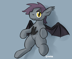 Size: 1641x1337 | Tagged: safe, artist:johnnoz, oc, oc only, oc:stygius, bat pony, pony, fallout equestria, bellyrubs