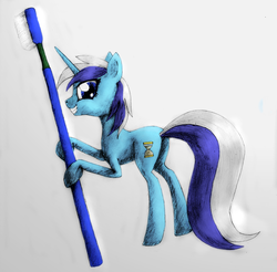 Size: 2500x2462 | Tagged: safe, artist:ksopies, minuette, pony, g4, colored, female, solo, toothbrush, traditional art