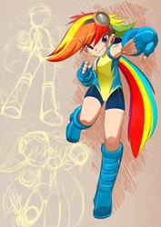 Size: 800x1132 | Tagged: safe, artist:bleedman, rainbow dash, human, g4, armpits, humanized, wonderbolt trainee uniform, wonderbolts