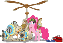Size: 7000x4806 | Tagged: safe, artist:starbolt-81, pinkie pie, g4, absurd resolution, crossover, flying machine, helicopter, steampunk, turbo-charged flying machine, warcraft, world of warcraft