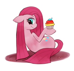 Size: 800x770 | Tagged: safe, artist:csc-x, pinkie pie, earth pony, pony, g4, cupcake, female, mare, pinkamena diane pie, rainbow cupcake, simple background, solo, transparent background