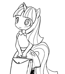 Size: 735x836 | Tagged: artist needed, source needed, safe, twilight sparkle, anthro, g4, ambiguous facial structure, female, monochrome, sketch, solo