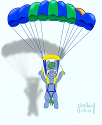 Size: 1412x1728 | Tagged: safe, artist:phallen1, oc, oc only, oc:software patch, glasses, parachute