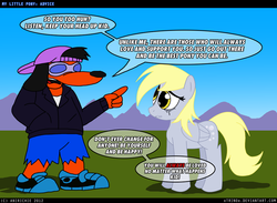 Size: 900x660 | Tagged: safe, artist:ladyanidraws, derpy hooves, pegasus, pony, g4, crossover, female, male, mare, poochie, the simpsons