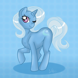 Size: 2000x2000 | Tagged: safe, artist:rannarbananar, trixie, pony, unicorn, g4, female, mare, smiling, solo, wink