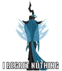 Size: 315x391 | Tagged: safe, artist:mixermike622, queen chrysalis, g4, animated, female, i regret nothing, image macro, reaction image, spinning