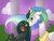 Size: 1600x1200 | Tagged: safe, artist:conicer, princess celestia, queen chrysalis, alicorn, changeling, changeling queen, pony, g4, blooper, female, horn, horns are touching, stuck, unicorn problems