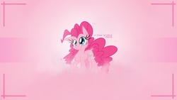 Size: 1920x1080 | Tagged: dead source, safe, artist:mackaged, pinkie pie, earth pony, pony, g4, female, pink, solo, text, wallpaper