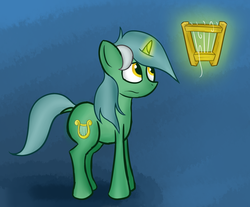 Size: 2745x2272 | Tagged: safe, artist:mostlyponyart, lyra heartstrings, pony, g4, female, lyre, magic, sad, solo, telekinesis