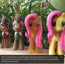 Size: 593x579 | Tagged: safe, doctor whooves, fluttershy, time turner, g4, funko, hot topic, irl, photo, prototype, toy