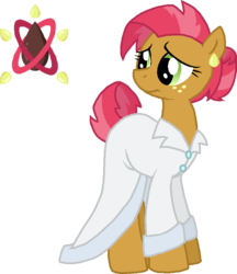 Size: 753x871 | Tagged: safe, artist:starryoak, babs seed, earth pony, pony, fallout equestria, g4, alternate cutie mark, clothes, dress, lab coat, older, older babs seed, simple background, solo, transparent background