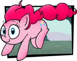 Size: 1086x861 | Tagged: safe, artist:strangiesleepy, pinkie pie, earth pony, pony, g4, female, fourth wall, out of frame, solo