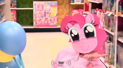 Size: 626x349 | Tagged: safe, pinkie pie, human, g4, balloon, cosplay, irl, irl human, photo, youtube caption