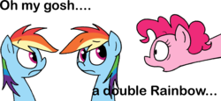 Size: 2220x1022 | Tagged: safe, artist:strangiesleepy, pinkie pie, rainbow dash, g4, clone, double rainbow