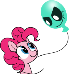 Size: 3231x3483 | Tagged: safe, artist:strangiesleepy, discord, pinkie pie, earth pony, pony, g4, balloon, female, mare, simple background, smiling, transparent background