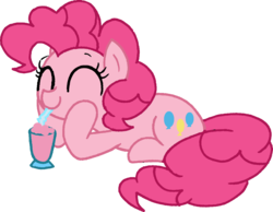 Size: 1167x906 | Tagged: safe, artist:strangiesleepy, pinkie pie, earth pony, pony, g4, drink, female, happy, milkshake, solo